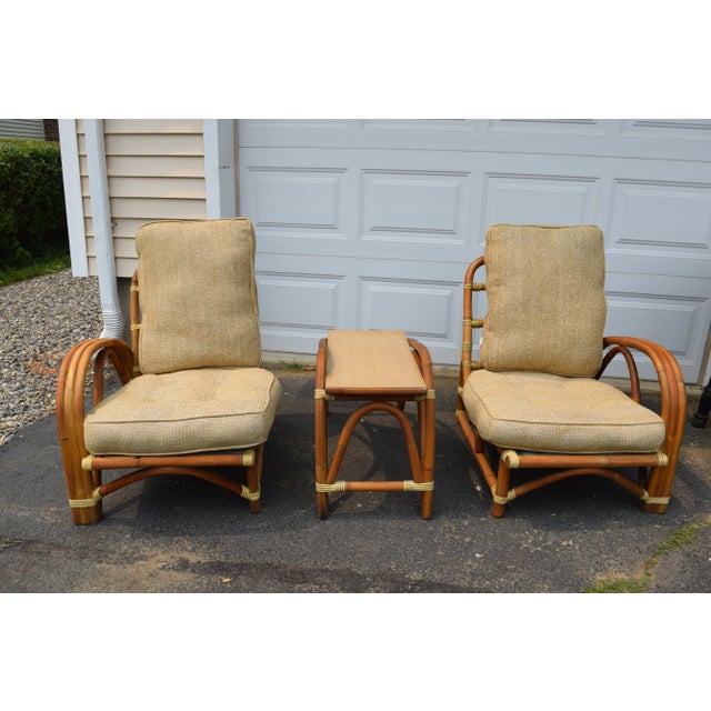 1960s Vintage Ritts Tropitan Rattan Bamboo Bentwood Patio Set, 3 Pieces For Sale - Image 5 of 8