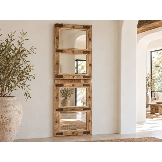 With a history whispering from Rajasthan, India, this antique farmhouse style mirror boasts a rustic elegance. Crafted...