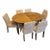 Vintage Oak Oval Extension Dining Table With 6 Tufted Upholstered Chairs For Sale