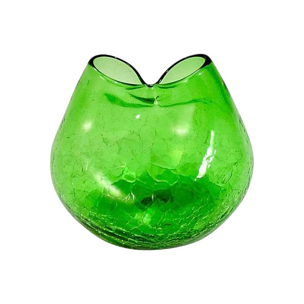 1950s Blenko Green Crackle Glass Bud Vase Chairish