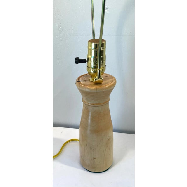 Tan Vintage Hand Turned Maple Wood Base Lamp For Sale - Image 8 of 10