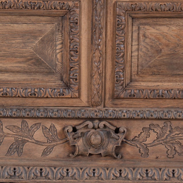 19th-Century Large French Bleached Oak Bookcase Display Cabinet For Sale - Image 13 of 14