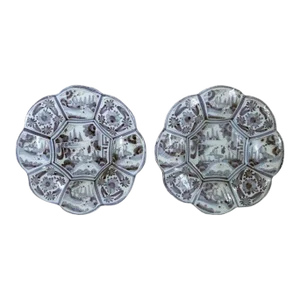 18th Century German Frankfurt Faience Blue and White Lobed Plates (Buckelplattes) - a Pair