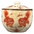 Chinese Iron Red "Lions" Crackle Glaze Lidded Jar (12cm) - Chinoiserie Decor For Sale