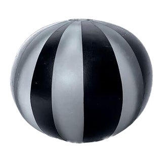 Vintage Striped Frosted Glass Sphere Vase For Sale