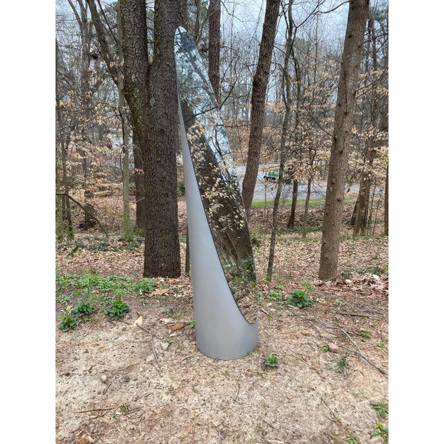 Metal 1980s Gaia Postmodern Silver Lipstick Full Length Floor Mirror For Sale - Image 7 of 7