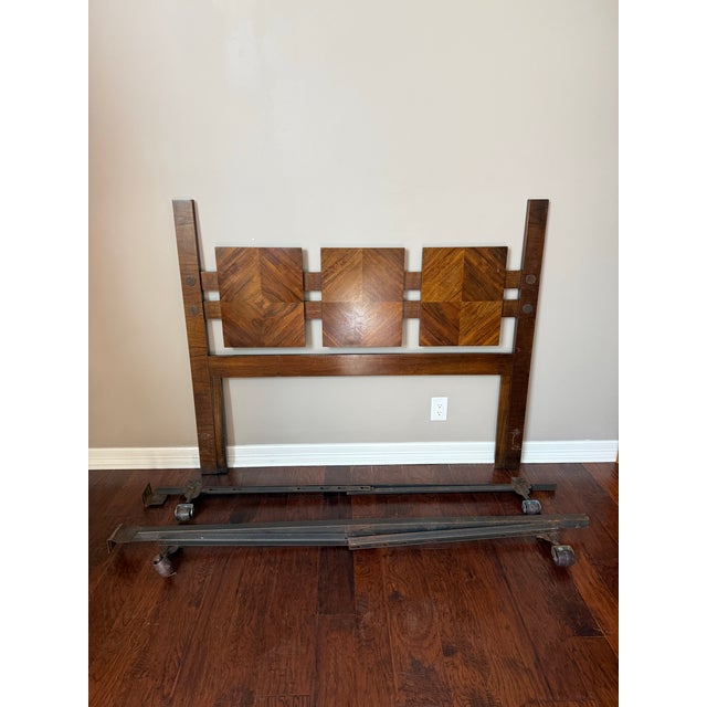 Lane  brutalist Lane Staccato Brutalist Mid Century Walnut Queen Headboard For Sale - Image 4 of 10