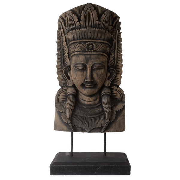 Vintage Reclaimed Teak Khmer Aspara Goddess Bust For Sale