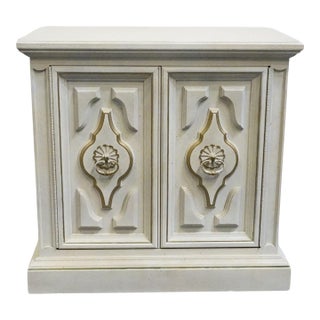 Unique Furniture Italian Mediterranean Style Hollywood Regency 26" Cabinet Nightstand 7117 - Dorado White Finish For Sale