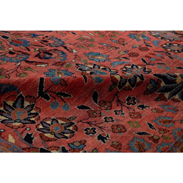 Red Antique Persian Lilihan Handmade Wool Rug in Red For Sale - Image 8 of 10