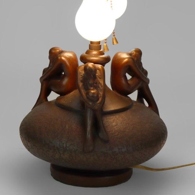 Antique Frankart School Art Deco Figural Bronzed Table Lamp C1920 Measures - 21 1/4" x 8 3/4" x 8 3/4" A stunning example...