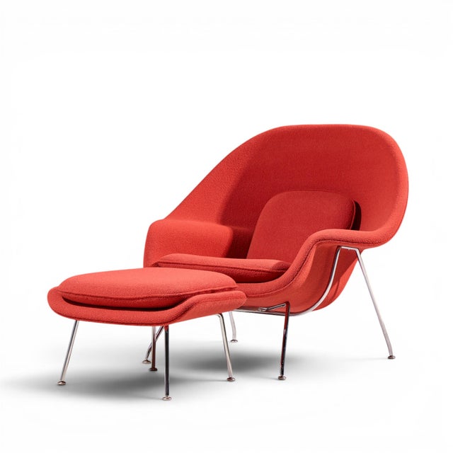 Mid-Century Modern Eero Saarinen for Knoll Mid Century Womb Chair With Ottoman For Sale - Image 3 of 10