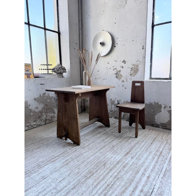 Wood Brutalist Office Chair and Desk, 1950s, Set of 2 For Sale - Image 7 of 18