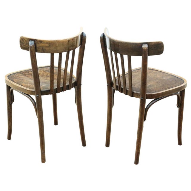 Antique Bentwood Bistro Dining Chairs from Thonet, Yugoslavia, 1960s, Set of 2 For Sale - Image 4 of 7