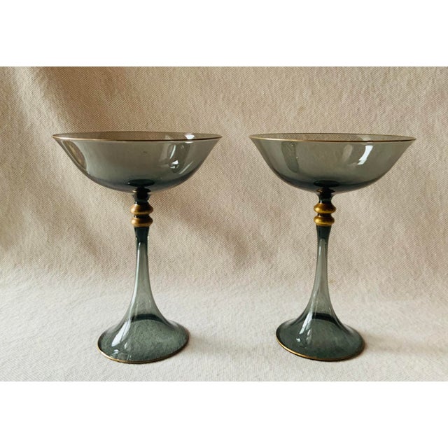 French Crystal Champagne Coupes - Set of 2 For Sale - Image 13 of 18
