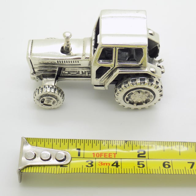 3oz Vintage Italian Handmade Sterling Silver 925 Tractor Large Detailed Figurine Solid Silver Sculpture For Sale - Image 11 of 11