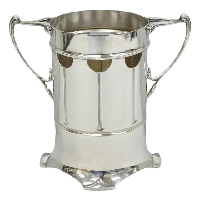 Roberts and Belk Art Nouveau Silver Plated Champagne Chiller Wine Bottle Coaster For Sale
