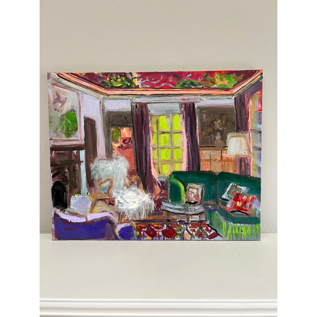 Painting of Interior Shann Spishak Studio "Velvet for the Taking" Original Oil For Sale - Image 4 of 5
