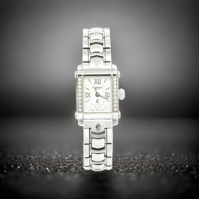 Metal 1990s Philippe Charriol Diamond Ladies Wristwatch 6.5" Stainless Steel 22.8 mm For Sale - Image 7 of 10