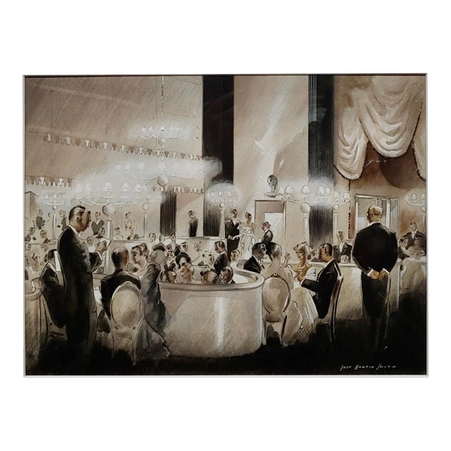 Jack Martin Smith-1939 Interior of an Hollywood Restaurant-Painting For Sale