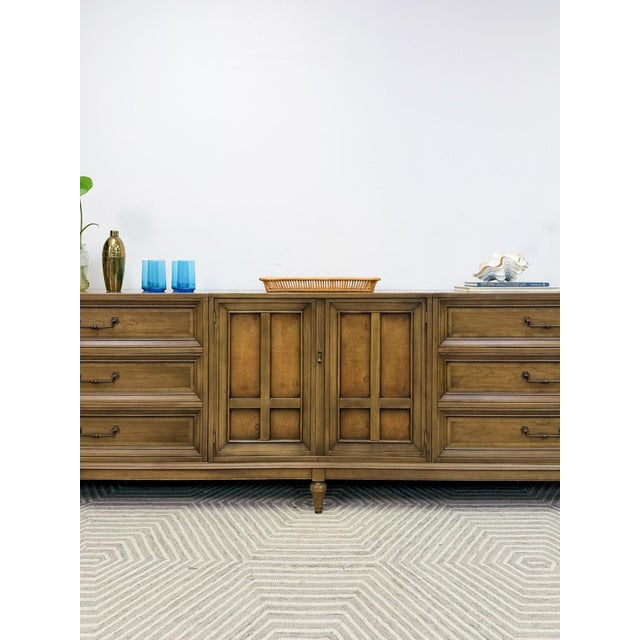 MCM Modular Three Piece Buffet Console Server Vintage Grey Green Server For Sale - Image 4 of 15