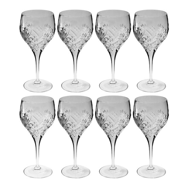 1980s Royal Doulton Crystal Water Goblets Arden Pattern - Set of 8 For Sale