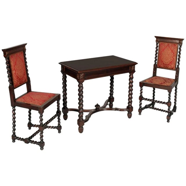 19th Century Renaissance Desk & Chairs, Set of 3 For Sale - Image 11 of 11