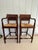 Brown 1990s Pair of Mahogany Counter Stools-Woven Rush Seat-Ornate Carving Back-High Quality Special Armchairs For Sale - Image 8 of 11