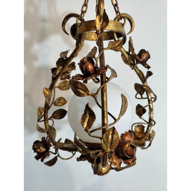 Wrought Iron and Gold Leaf Lamp, Spain, 1960s For Sale - Image 11 of 17