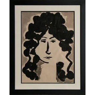 60s Mid Century Modern Abstract Original Serigraph Portrait of a Woman Bruce Dorfman Signed Framed For Sale