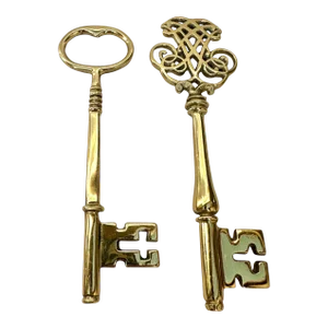 Vintage Pair of Brass Key Paperweights