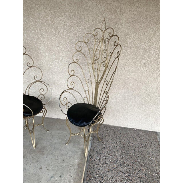 Vintage Twisted Steel Iron Ornate Metal Peacock Garden Chairs - Only 1 Available For Sale In Phoenix - Image 6 of 6