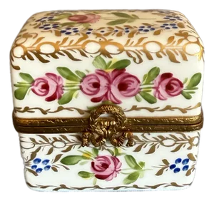 Antique Limoges Eximious Floral Trinket Box. Very Rare.