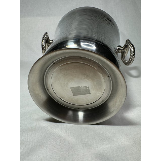 Vintage Traditional Silver Finish Hammered Metal Insulated Ice Bucket For Sale - Image 9 of 12