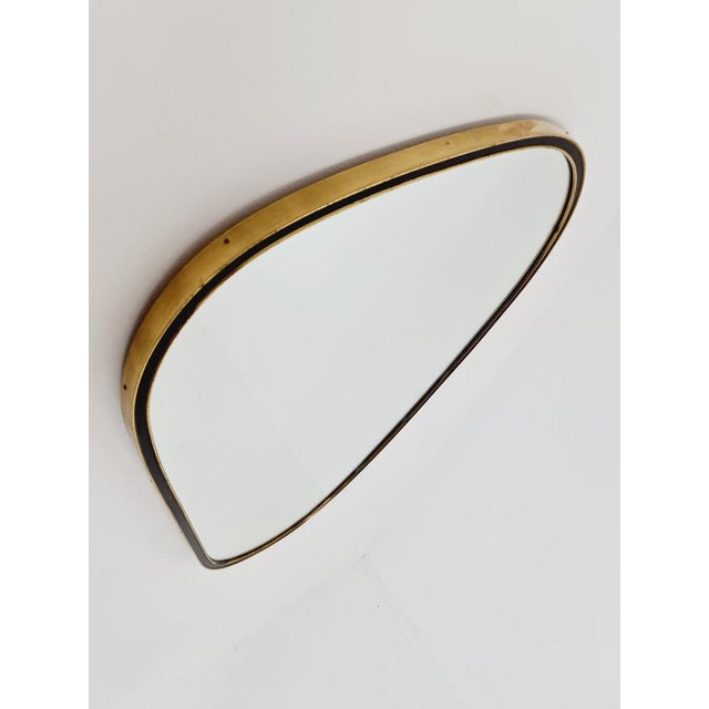 Mid-Century Asymmetric German Brass Wall Mirror, 1960s For Sale - Image 4 of 11