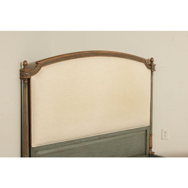 French Market Collection Louis XVI Style Upholstered Queen Bed Frame with Painted Finish For Sale In Philadelphia - Image 6 of 18