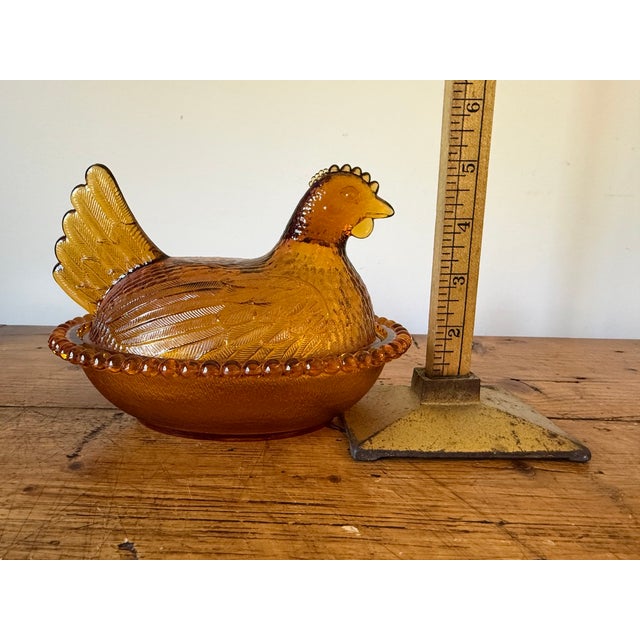 Mid-Century Modern Mid 20th Century Indiana Glass Amber Hen on Nest For Sale - Image 3 of 9