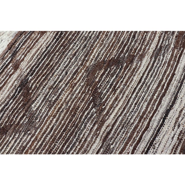 Modern Hand Knotted Runner in All-Over Design in Brown Color & Cream Background For Sale - Image 9 of 9