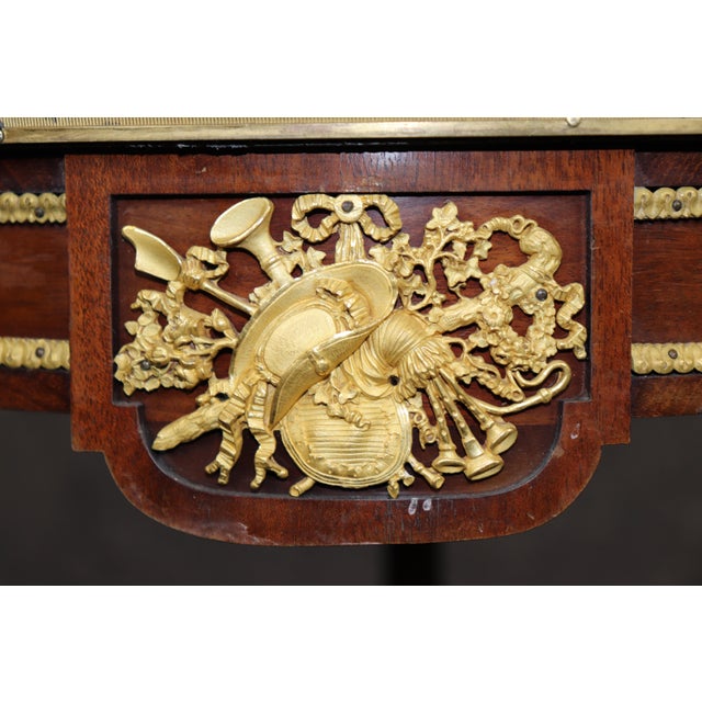 19th C French Louis XVI Bronze Ormolu Mounted and Malachite Top End Table For Sale - Image 11 of 15