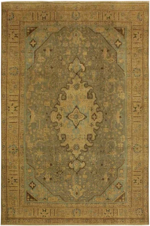 1980s Shabby Chic 1990s Vintage Distressed Gray & Tan Wool Rug- 7'10 X 10'7