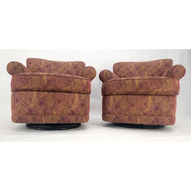 Mid-Century Modern Pair Barrel Round Back Swivel & Rocking-Gliding Tub Lounge Chairs Baughman MINT! For Sale - Image 3 of 12