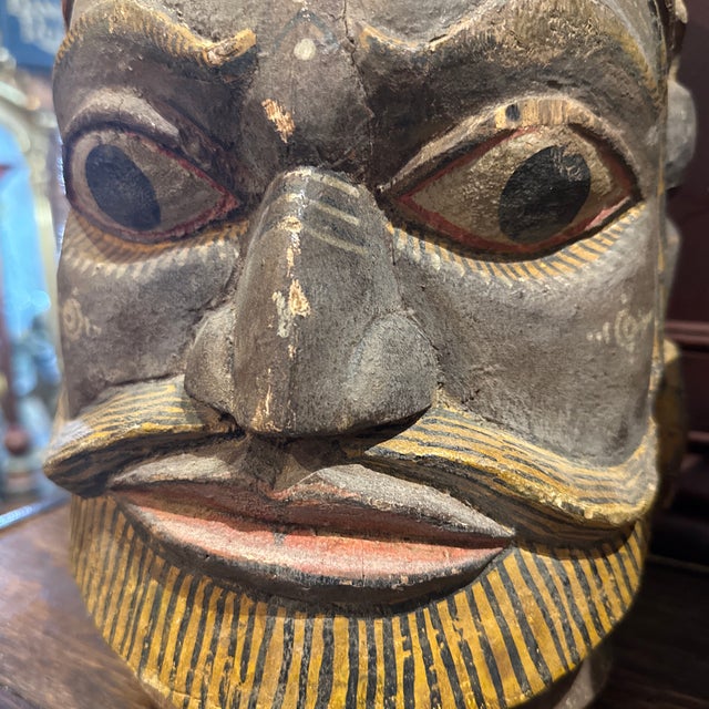 Mid 20th Century Pair of Indian Folk Art Heads, Male & Female Door Gaurds For Sale - Image 4 of 12