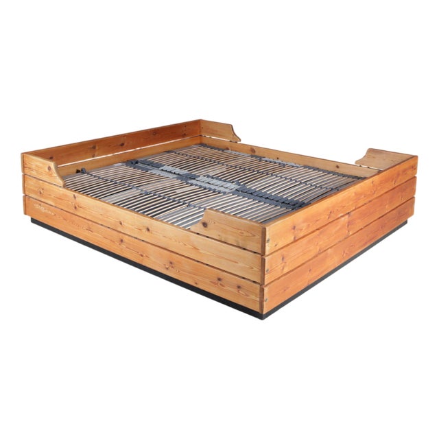 Finnish Pine Wooden Bed, 1970s For Sale