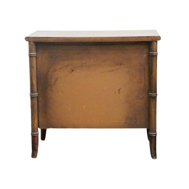 National / Mount Airy Asian Chinoiserie Faux Bamboo 28" Fruitwood Two Drawer Nightstand For Sale - Image 12 of 13