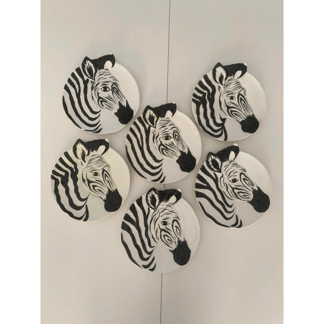 Vintage Zebra Plates for Bonwit Teller - Set of 6 For Sale - Image 11 of 11