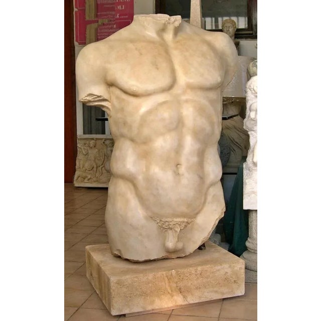 Magnificent Italian Torso Carrara Marble Early 20th Century H: 127cm The height is including the base good conditions...