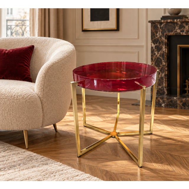Holly Hunt Custom Lens Side Table in Rose Resin by McCollin Bryan For Sale - Image 4 of 5