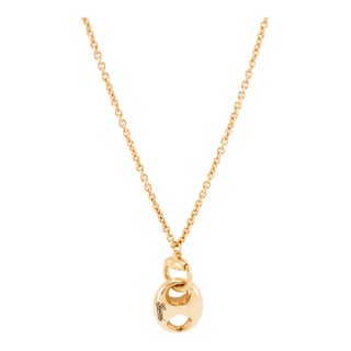 Gucci Horsebit Marina 18k Yellow Gold Cable Chain Gucci Link Pendant Necklace For Sale