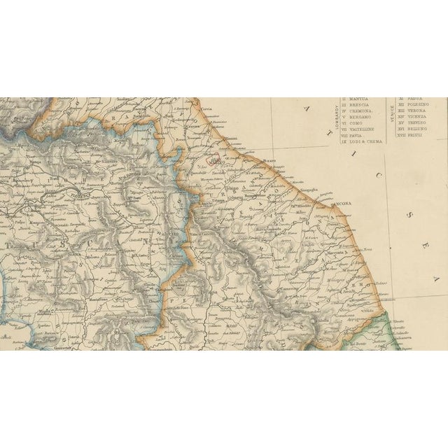 Antique Hand-Colored Political Map of Italy, 1860 For Sale - Image 10 of 12