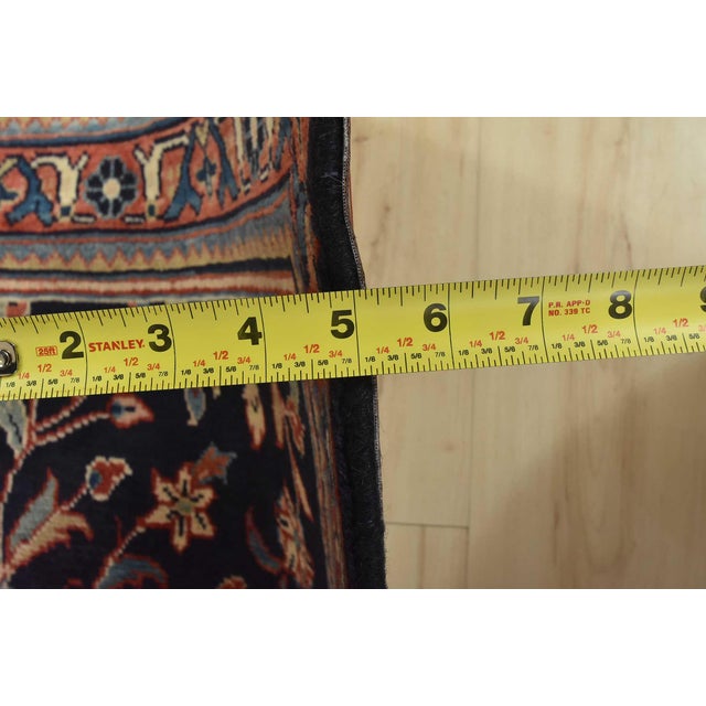 Sarouk Runner 3'7'' X 9'11'' Blue Wool Vintage Traditional Hand-Knotted Rug For Sale - Image 11 of 13